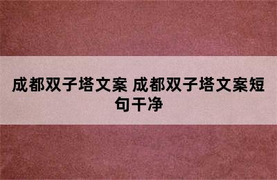 成都双子塔文案 成都双子塔文案短句干净